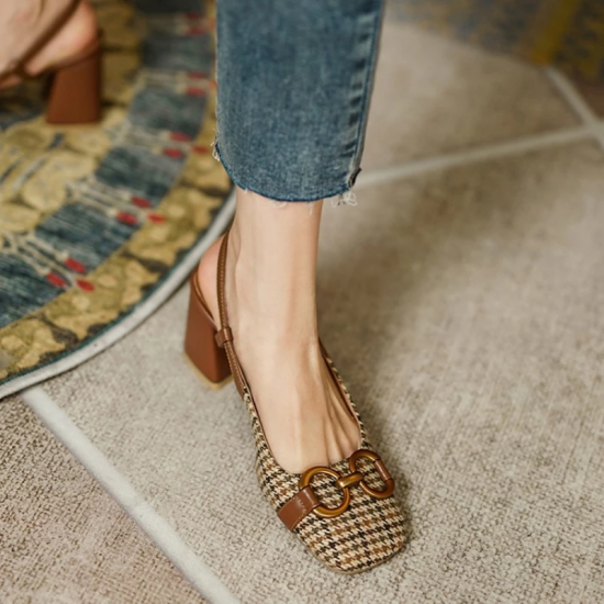 2021 Summer Women Shoes Square Toe Chunky Heel Women Sandals BuckleStrap 7cm High Heel Slingback Sandals for Women Plus Size 2021 Summer Women Shoes Square Toe Chunky Heel Women Sandals BuckleStrap 7cm High Heel Slingback Sandals for Women Plus Size