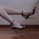 2021 New Square Toe Women Sandals Crystal Letters Decor Women Pumps Sexy High Heels Silk Wedding Dress Shoes Gladiator Sandal